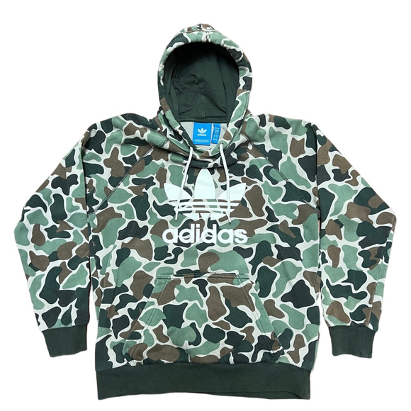 Adidas Originals Trefoil Camo Hoodie Sweatshirt – Green/Brown, Size S - Picture 1 of 5